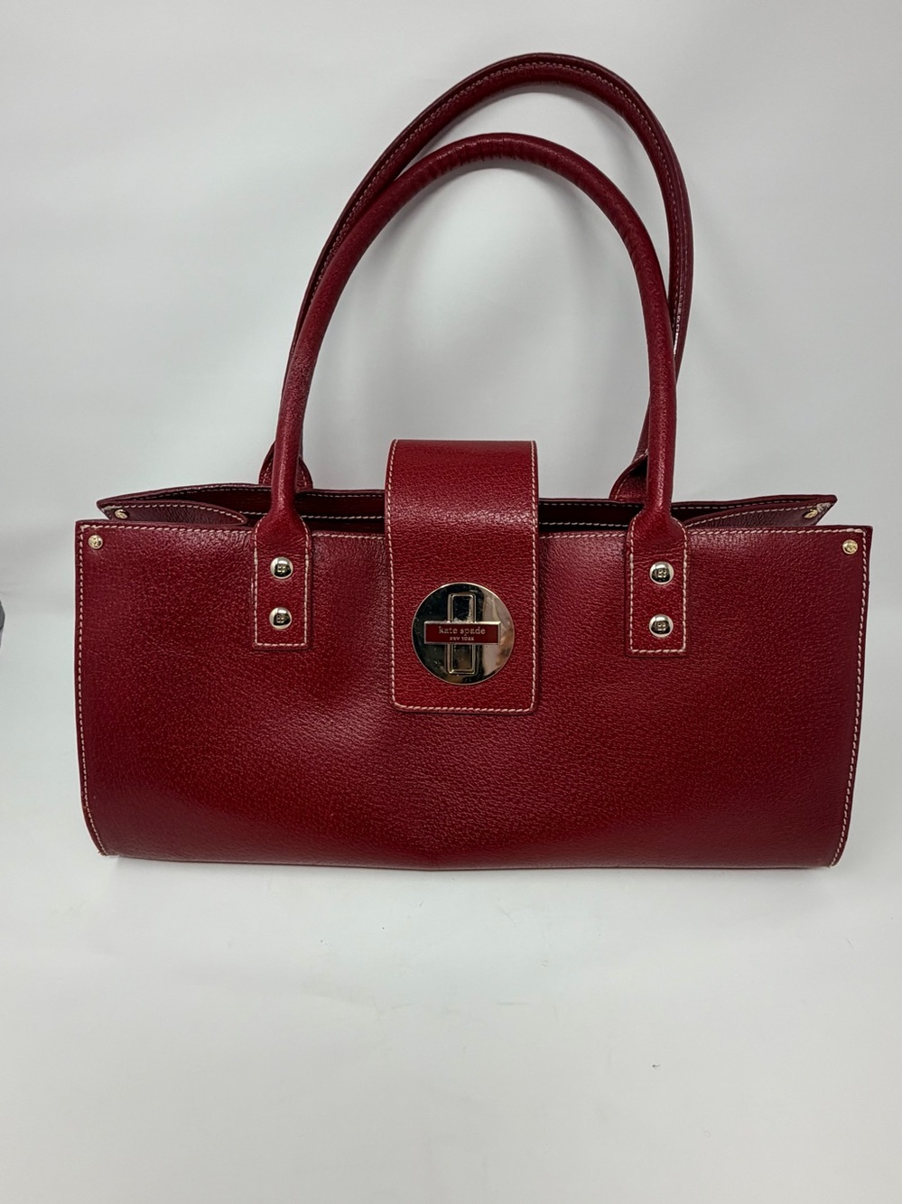 kate spade Burgundy Leather Shoulder Bag with Gold Hardware